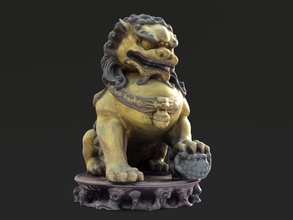estilo chino de bronce la estatua del león art estatuas escultura deco fantasía animal el china las esculturas imprimible 3d print model - Mito3D