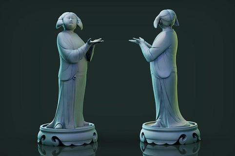 chinês Espiga dinastia senhoras cerâmica estatuetas escultura mulher estátua arte antigo imprimível senhora menina Oriental cultura traje esculturas 3d print model - Mito3D