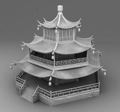 Cinese tempio Cina Casa case tradizionale tradizione Drago rosso sakura rosa torce elettriche 3dmodels Modelli 3d 3dprinting Giochi giocattoli 3d print model - Mito3D