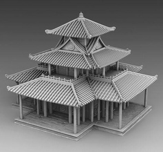 Chinesisch Tempel China Haus Häuser traditionell Tradition roter Drache Drachen Sakura Rosa Taschenlampen 3dmodels Modelle 3d 3dprinting Spiele Spielzeuge 3d print model - Mito3D