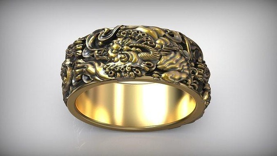 chinese tiger traditional ornament wedding ring china asian japan japanese chines pattern band stylish cnc milling wax jewelry making silver bronze ancient rings 3d print model - Mito3D