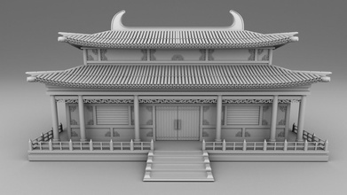 chinesisch traditionell house28 haus medial mittelalterlich dach architektur gebäude zuhause window draußen reise familie 3d print model - Mito3D