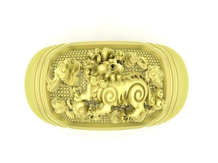 chinois Licorne Hommes bague 3839 bijoux mode accessoires or diamant homme Nouveau conception feng shui anneaux 3d print model - Mito3D