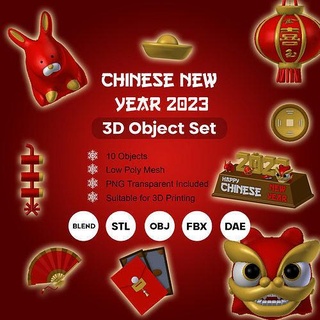 Cinese anno 2023 lowpoly miniatura passatempo Fai 3d print model - Mito3D