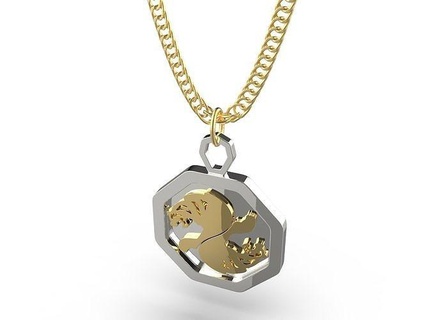 chinese zodiac sign talisman tiger 3d model gold silver pendant printed fashion necklace printable jewelry pendants 3d print model - Mito3D