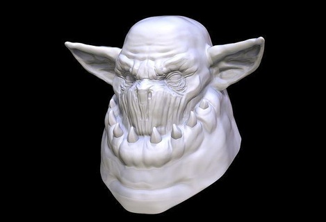 choblin tête sculpter monstre créer fantaisie personnage forêt oreilles concept sourire créature mammifère fictif bête démon extraterrestre art sculptures 3d print model - Mito3D