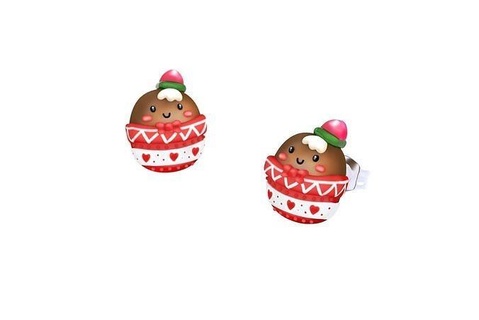 chocolate earrings art cute character cheerful kind christmas earring jewelry resin animal jewel silver love 3d print model - Mito3D