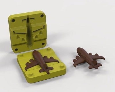 schokolade schimmel flugzeug kunst jet flug luft träger würfel silizium gummi haus küche essen 3d print model - Mito3D