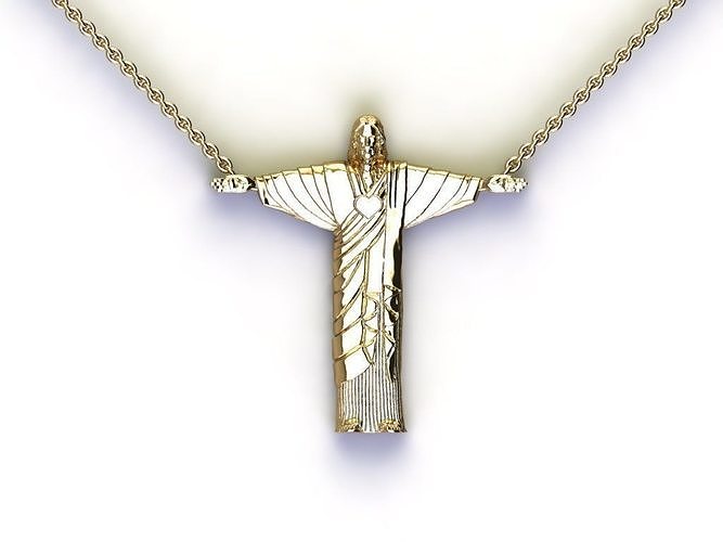 Christ Rédempteur Cristo redenteur bague bijoux anneaux or imprimable diamant mariage engagement gemme brillant sterling platine précieux pendentifs 3D print model - Mito3D