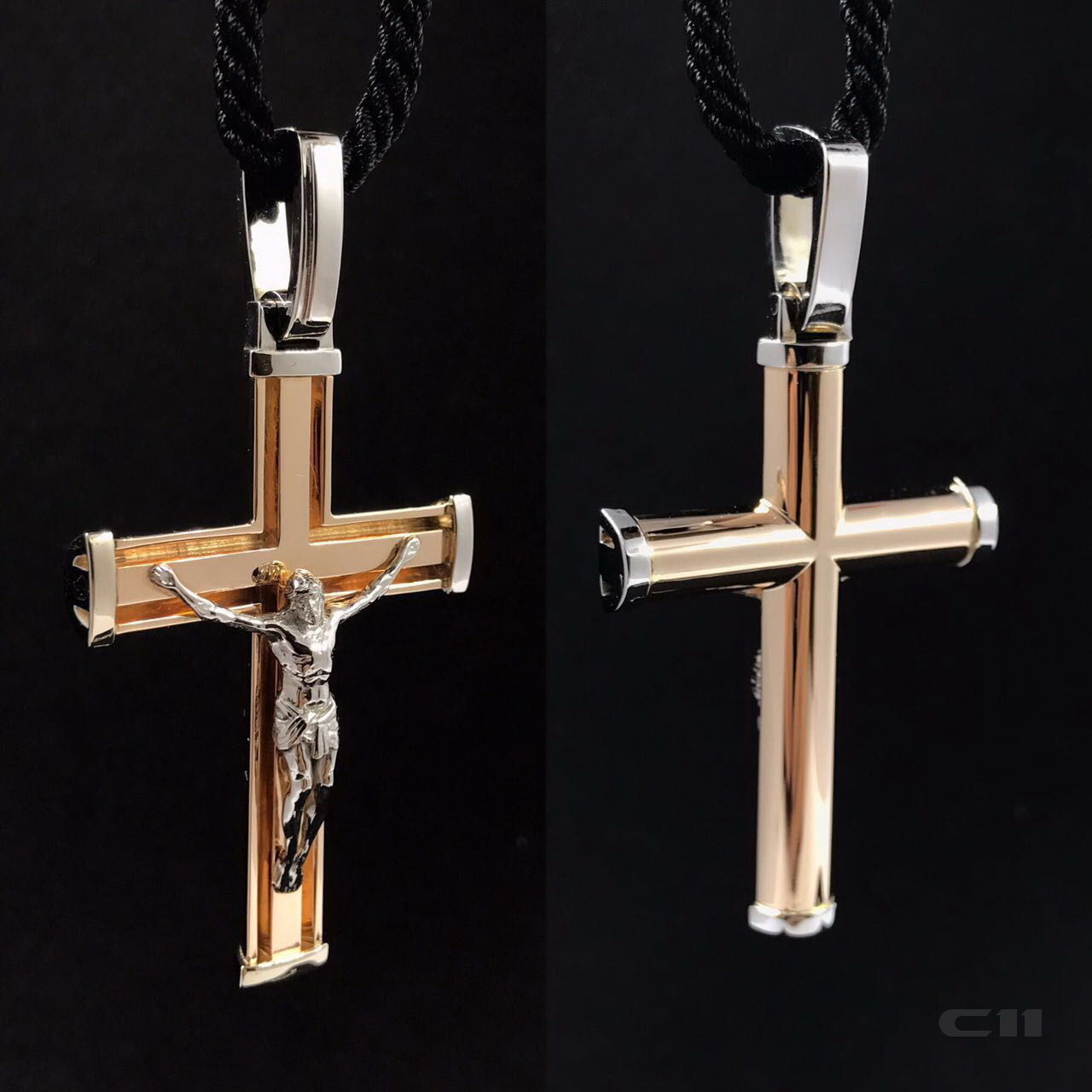 christian gold cross jewelry jewellery silver 3d stl obj orthodoxy design trappings wax printable style print jewel crucifix christ jesu pendants 3D print model - Mito3D