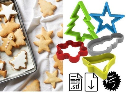 Noel kurabiye kesiciler Ayarlamak Dosyalar Sanat tasarım geleneksel Christma top kış dekorasyon Gıda fırın mutfak araç ev yemek 3d print model - Mito3D