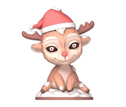 navidad lindo ciervo arte personaje cuerpo navideño animal figura escultura estatua ilustración naturaleza color dibujos animados impresión chibi anime regalo esculturas 3d print model - Mito3D