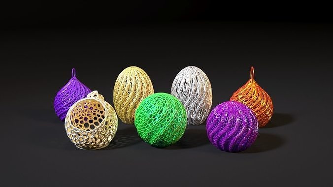 noel dekorasyon ayarlamak of 7 toplar ağaç top bayram christma baba kutlama kış minyatürler figürinler sanat dekor 3D print model - Mito3D