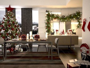 christmas dining room house furniture dinner interior xmas decor 3d print model - Mito3D