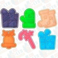 christmas elements cookie cutter set 6 stamp cookies cook kitchen cutters dining house gift year decoration toys gingerbread man holiday 3d print model - Mito3D