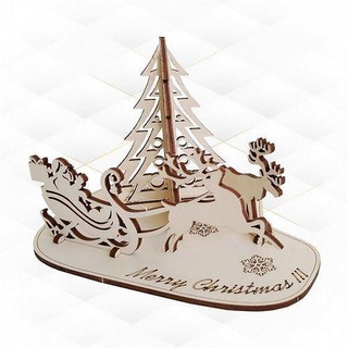 christmas gift card 3d puzzles laser cut design elk decor cutting drawing svg pattern vector template glowforge handmade hobby diy 3d print model - Mito3D
