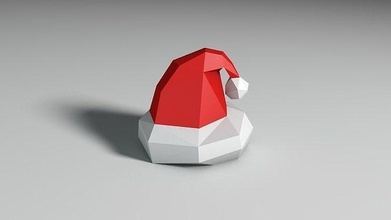 Natale cappello origami astratto anno lowpoly poli arte cap sculture 3d print model - Mito3D