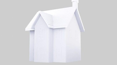 Noël maison sûr isolé architecture conception blanc papier famille contemporain origami illustration Entreprise Safran Indes argent paquet vecteur décor 3d print model - Mito3D
