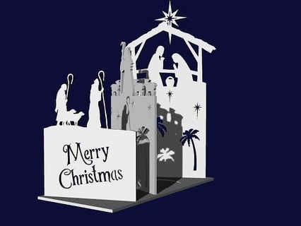 Navidad natividad escena vela soporte navidad pesebre candelero casa decoración 3d print model - Mito3D