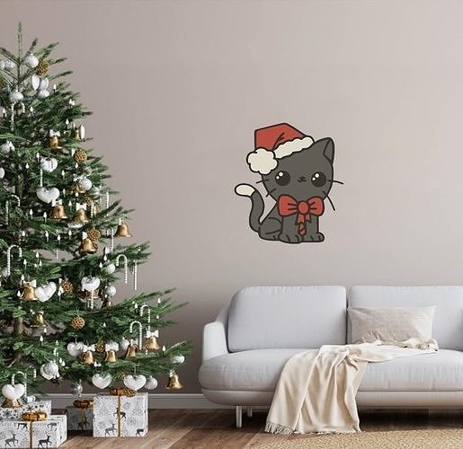 natale pacco gatto iv arredamento cucina gif albero decorazione arte casa parete portachiavi casa 3D print model - Mito3D