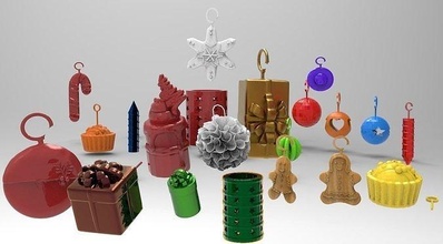 Noël pack décoration traditionnel fête bougie Balle table arbre maison décor 3d print model - Mito3D