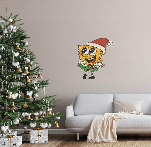 noël éponge bob pack décor cuisine gifs arbre décoration art accueil maison mur porte clés illustration personnage mignonne chambre bonne humeur 3D print model - Mito3D