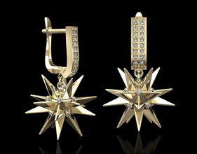 christmas star earrings jewelry 3d printable stl earring gold platinum sterling silver fashion women brilliant diamond gem gemstones femal 3d print model - Mito3D