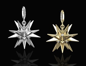 noël étoile pendentif stl imprimable bijoux pendentifs or argent platine sterling mode 3d femmes gemme diamant brillant 3d print model - Mito3D