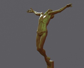 christ statue of gymnast in air religion crucifiction sculpture preitable jesus modern art sculptures 3d print model - Mito3D