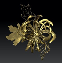 chrysanthemum flower jewelry japanese style decoration gold beautiful art printable diamond ring ornate design fashion other 3d print model - Mito3D