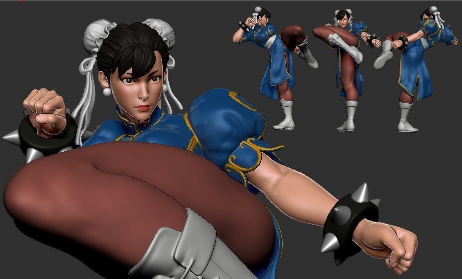 chun li combattant rue femelle personnage 3dprint 3dprinting jeux jouets 3D print model - Mito3D