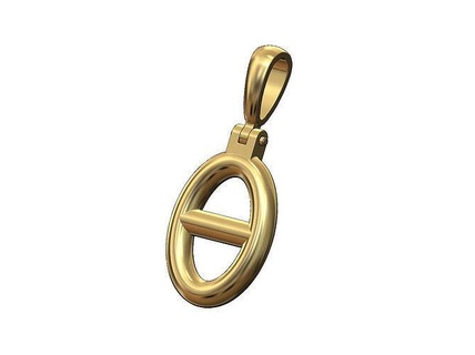 chunky anchor link pendant bail hermes chain bling jewelry printable gold silver luxury hiphop necklace fashion 3d model pendants 3d print model - Mito3D