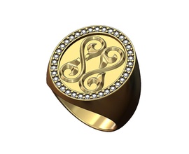 gros floral motif ovale diamant bague us Taille 11 bijoux imprimable or argent faire défiler victorien ancien mode antique sterling luxe sceau 3d print model - Mito3D