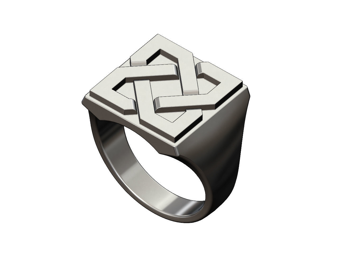 chunky square gaelic ornament signet ring us size 7to13 ring jewelry printable gold silver sterling signet fashion jewellery large statement square chunky celtic norse viking knot gaelic rings celtic ring 3D print model - Mito3D