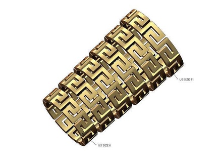 robusto versace grego chave padronizar banda moda Grécia meandro anel imprimível prata esterlina diamante menring Labirinto ouro joalheria bling argolas 3d print model - Mito3D