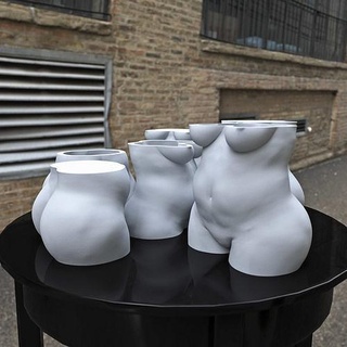 gros femme pot planteur vase porte plume bougie moule maison décor 3d print model - Mito3D