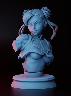 Chunli Büste 3d drucken Straßenkämpfer Anime Videospiele Frauen Fan Art sculpt3d Kunst Skulpturen 3d print model - Mito3D