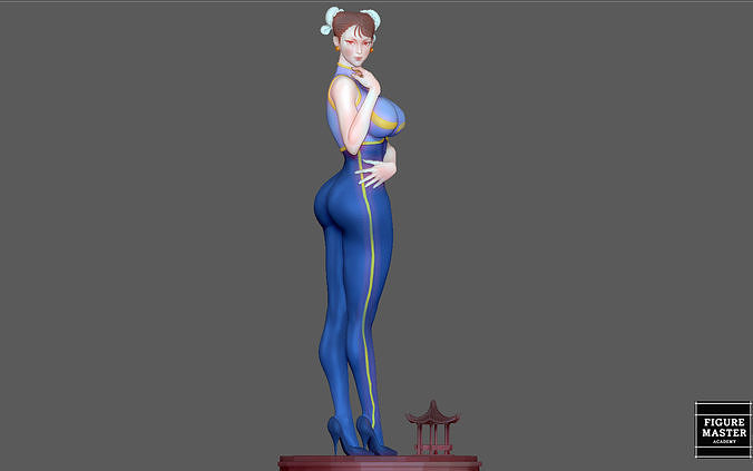 chunli Lutador rua menina fêmea personagem jogos arte esculturas 3D print model - Mito3D