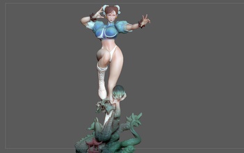 chun li luchador callejero estatua niña hembra personaje juego bonita arte esculturas anime lindo 3d print model - Mito3D