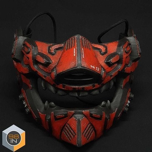 cyberpunk menpo mask face wear samurai future techwear oni hobby diy 3D print model - Mito3D