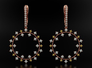 circle earrings diamonds form sun flower 559 3dprinted design fashion gold golden jewel jewellery jewelry print printabl printable prototyping stylish 3d print model - Mito3D
