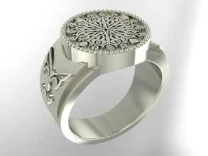 Kreis Männlich Siegelring Schmuck signet ring armenische Ornamente brutal Ringe Männer 3d print model - Mito3D