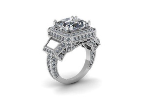 circle stone large engagement ring diamond golden silver jewelry rings 3d print model - Mito3D