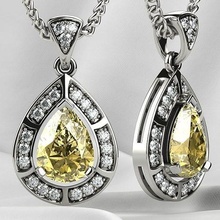 citrine pear fashion gold pendant jewel gem rhino rhodium plating 3dprint print diamond wedding engagement brilliant ruby sapphire emerald necklace jewelry pendants 3d print model - Mito3D