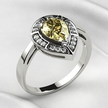 citrine pear fashion gold ring jewel gem rhino rhodium plating 3dprint print diamond wedding engagement brilliant ruby sapphire emerald branch jewelry rings 3d print model - Mito3D