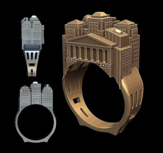 ville de l'anneau bijoux l'architecture joyau modèle d'impression imprimable or d'argent la mode les anneaux 3d print model - Mito3D