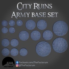 city ruins army base set pre-supported wargaming tabletop miniature basing warhammer 40k 25mm 32mm 40mm 60mm urban rubble games toys 3d print model - Mito3D