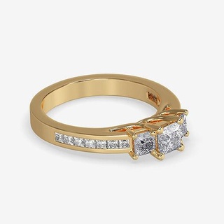 cj-0013 engagement ring princess cut diamonds render images videos jewelry diamond wedding gold printable rings 3d print model - Mito3D