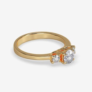 cj-0017 engagement ring three stones gold render images videos jewelry diamond wedding printable rings 3d print model - Mito3D