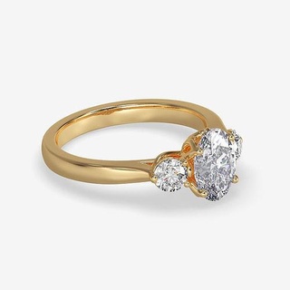 cj-0019 gold engagement ring three stones render images videos jewelry diamond wedding printable rings 3d print model - Mito3D